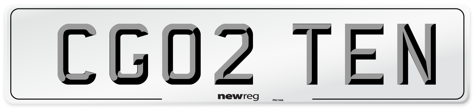 CG02 TEN Number Plate from New Reg